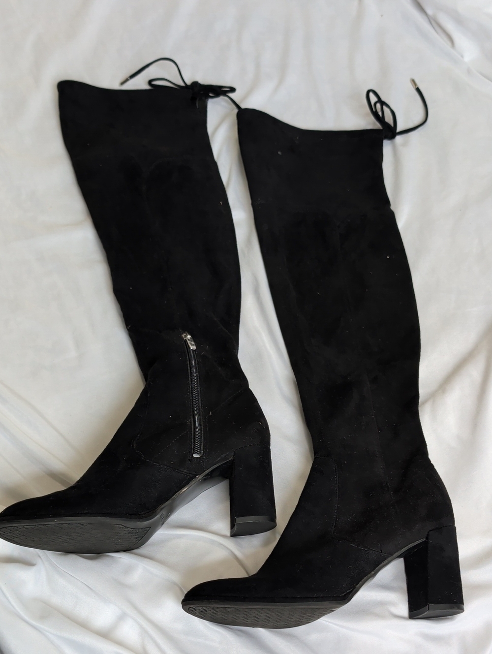 Marc Fisher Black Suede Over-the-Knee Block Heel Boots